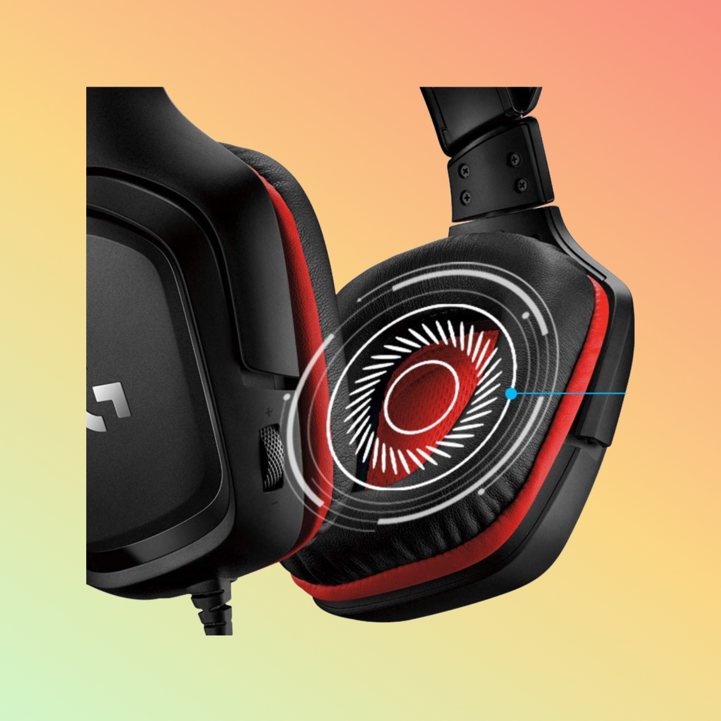 Logitech G332 Stereo Gaming Headset, Black/Red