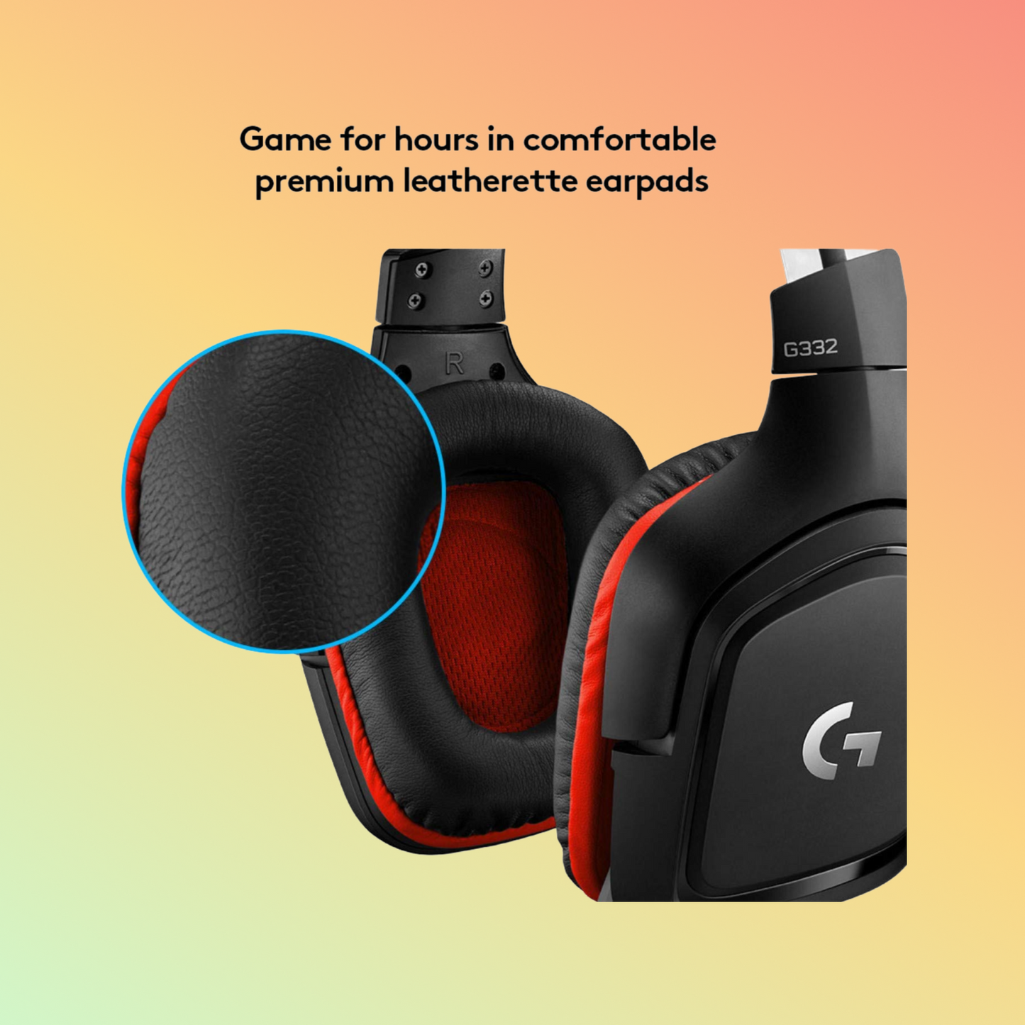 Logitech G332 Stereo Gaming Headset, Black/Red