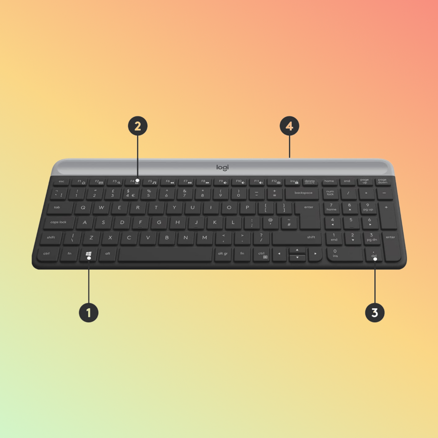 Logitech MK470 Slim Wireless Keyboard and Mouse Combo, Graphite
