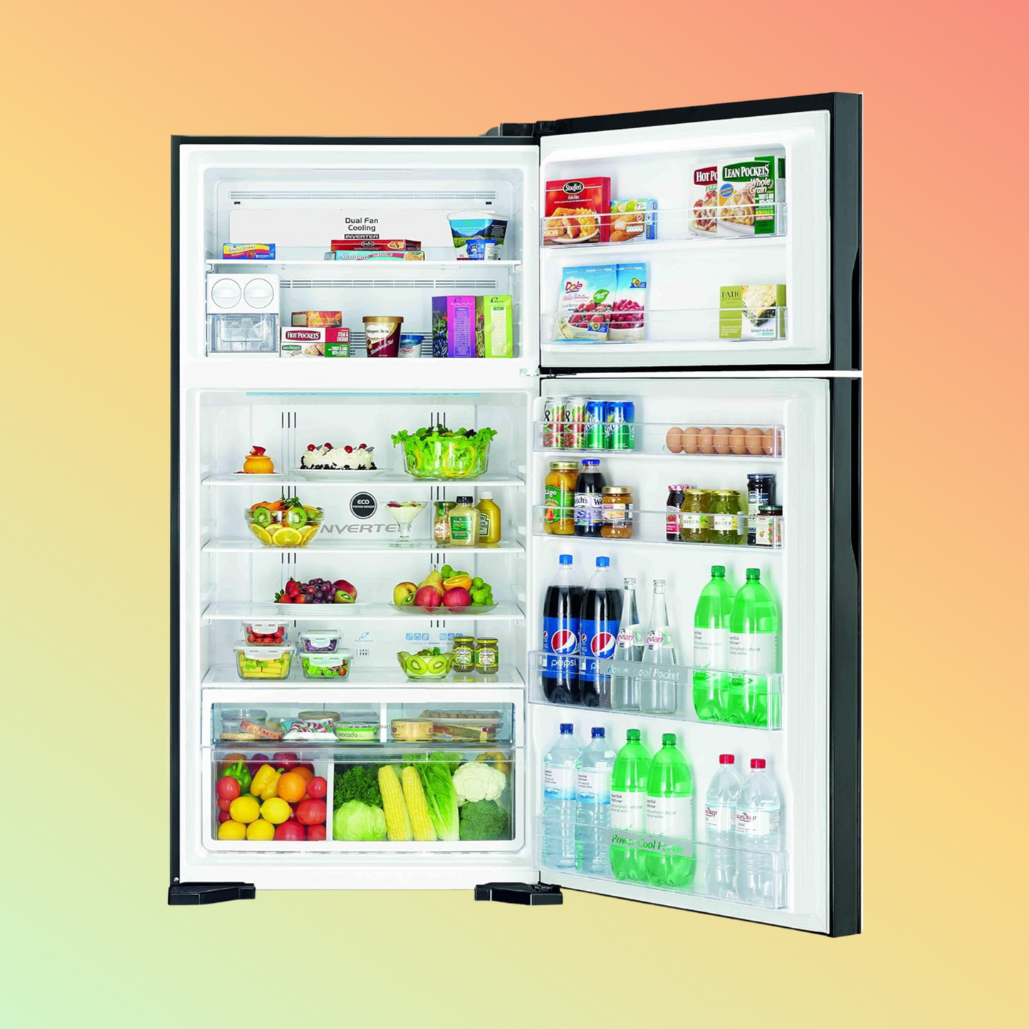 Hitachi RV820PUK1KBSL 820L Top Mount Refrigerator, Brilliant Silver