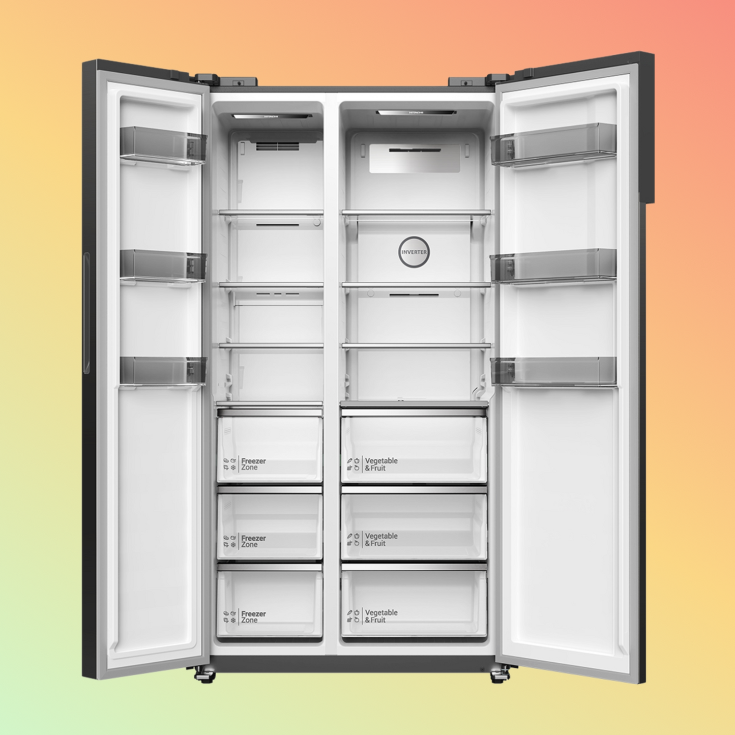 Hitachi Side by Side Two Door Refrigerator 630 L Gross Capacity Inox HRSN9552DX