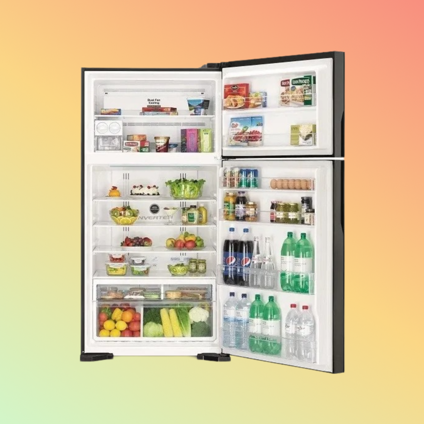 Hitachi RV990PUK1KBSL 990L Top Mount Refrigerators, Brilliant Silver