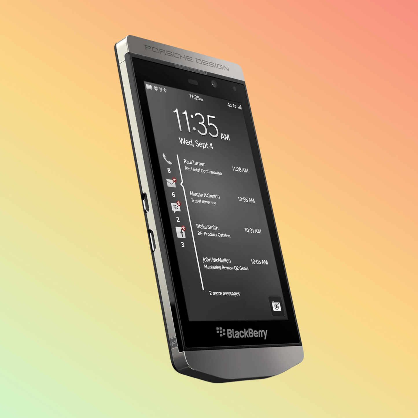 BlackBerry Porsche Design P'9982 in Dark Platinum - Side View 