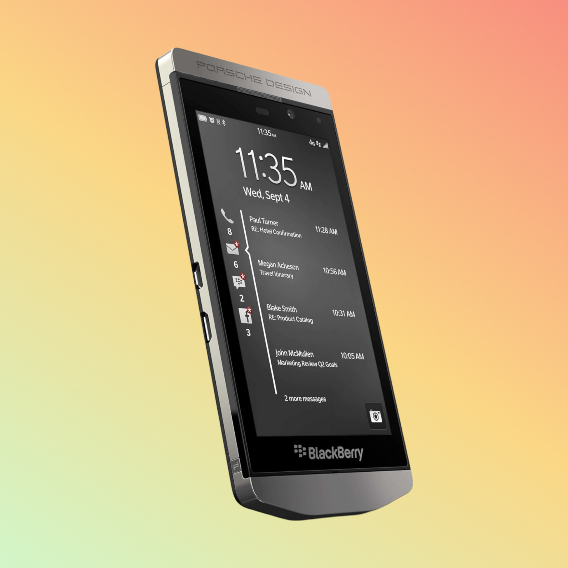 BlackBerry Porsche Design P'9982 in Dark Platinum - Side View 