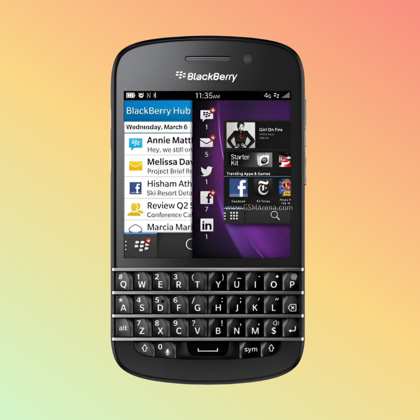 BlackBerry Q10 in Black - Front View 