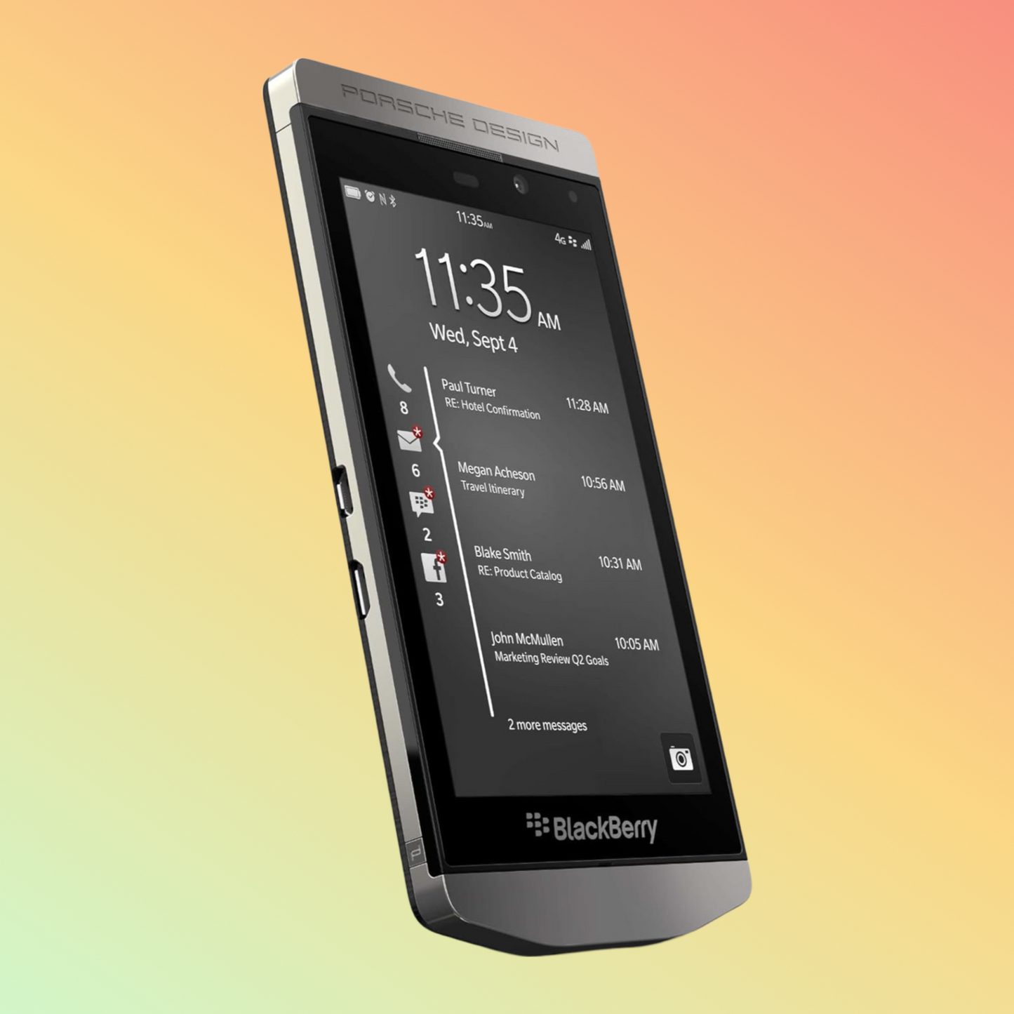 BlackBerry Porsche Design P9982 in Silver - Back View