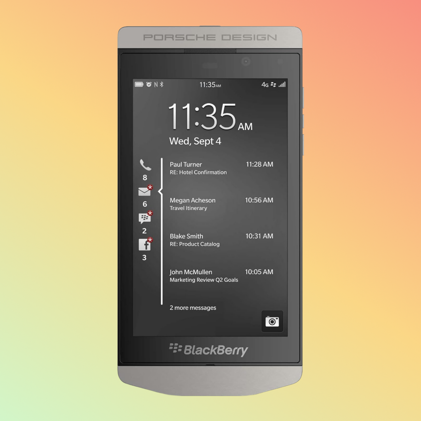 BlackBerry Porsche Design P9982 in Silver - Front View