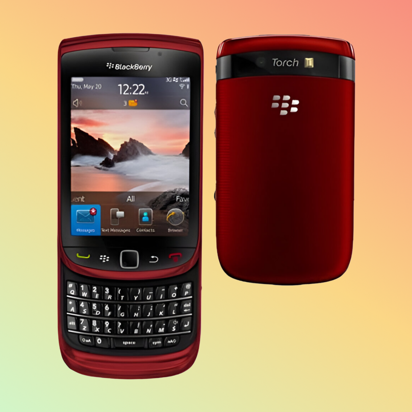 BlackBerry Torch 9800 Rdg71Uw Qwerty Factory Unlocked 3G Cell Phone Red