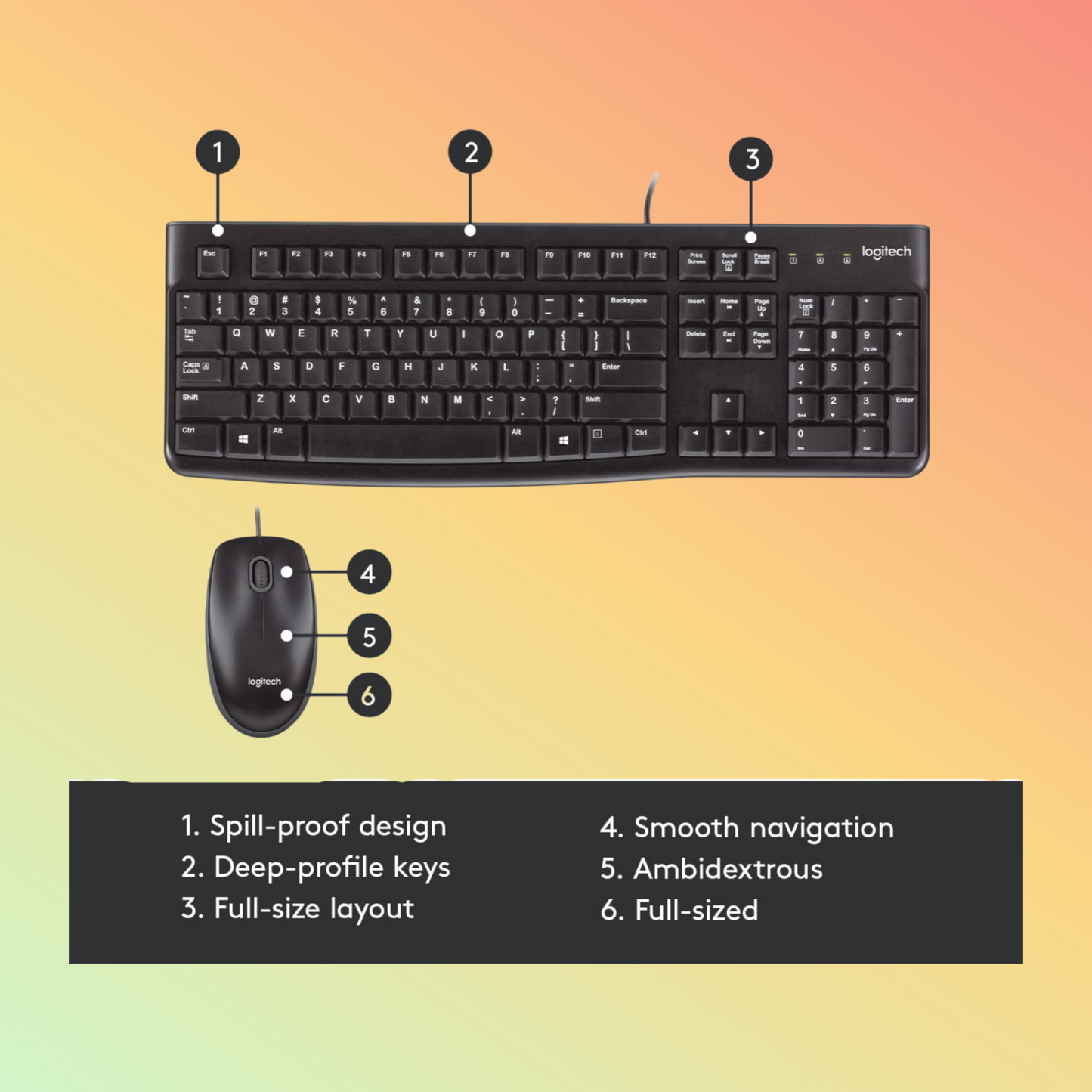 Logitech MK120 Corded Keyboard and Mouse Combo