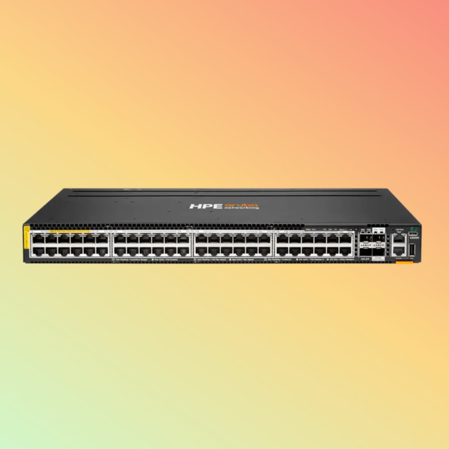 HPE Aruba CX 6300M (R8S90A) Switch - 780 Gbps Switching capacity, 580 Mpps Throughput, 2880 Watts PoE Capability, 48 x RJ45