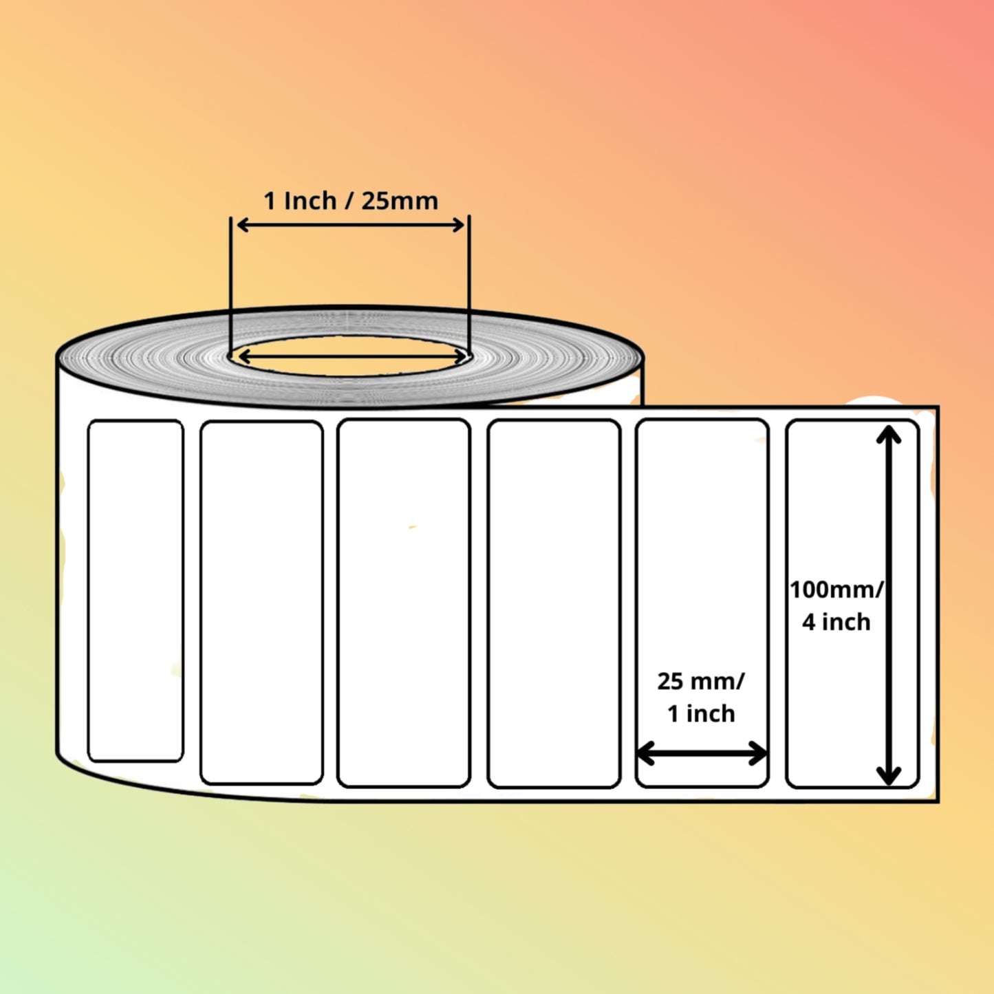 BARCODE LABEL (1000 PER ROLL) 100mmX25mm