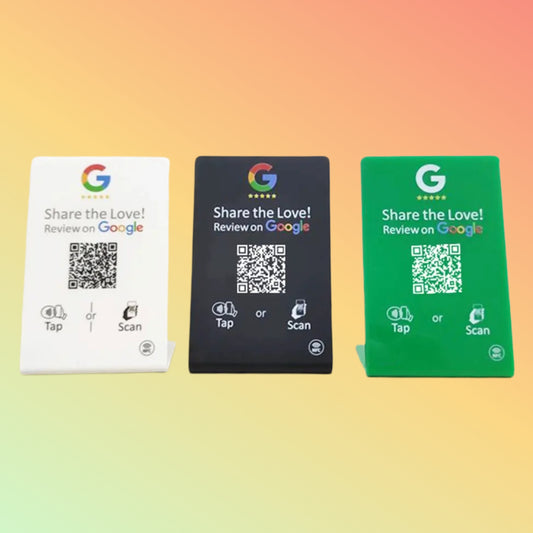 MIND qr code google review nfc display table stand hub table tent review
