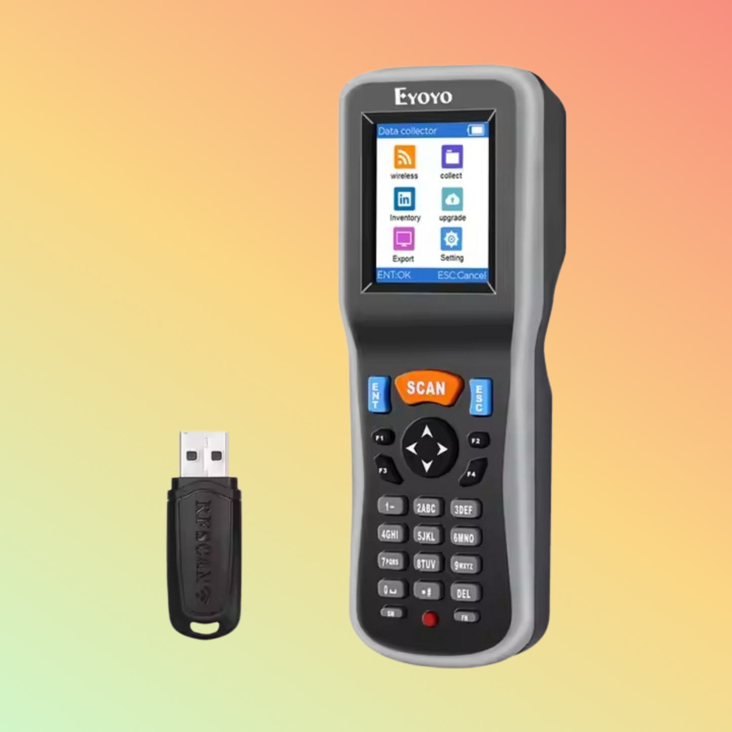 EYOYO CCD 1D Scanner Handheld Data Collector Inventory Counter Barcode Scanner with USB receiver and 2.2 inch TFT LCD Display