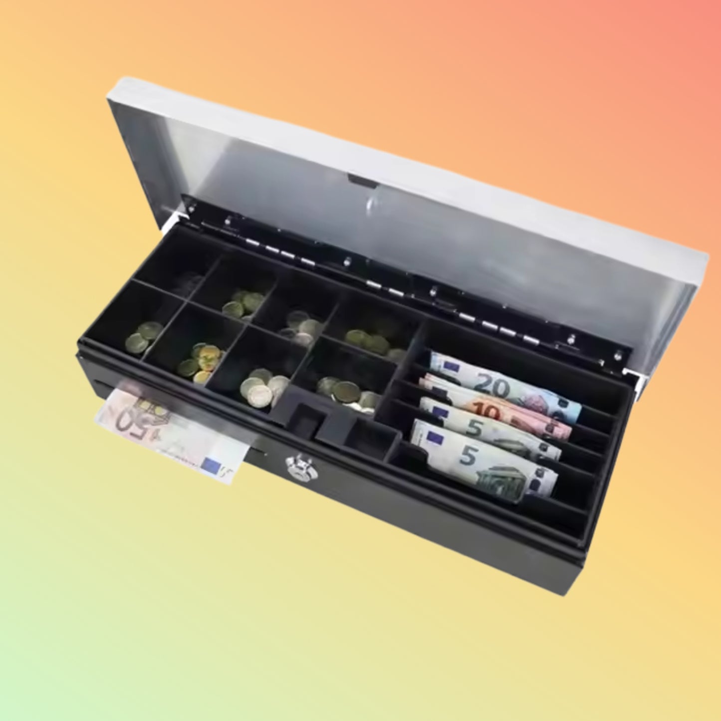 MAKEN Ft-460hb 8 Adjustable Bill 8 Coin Flip Top Cash Drawer Small Portable Money Box