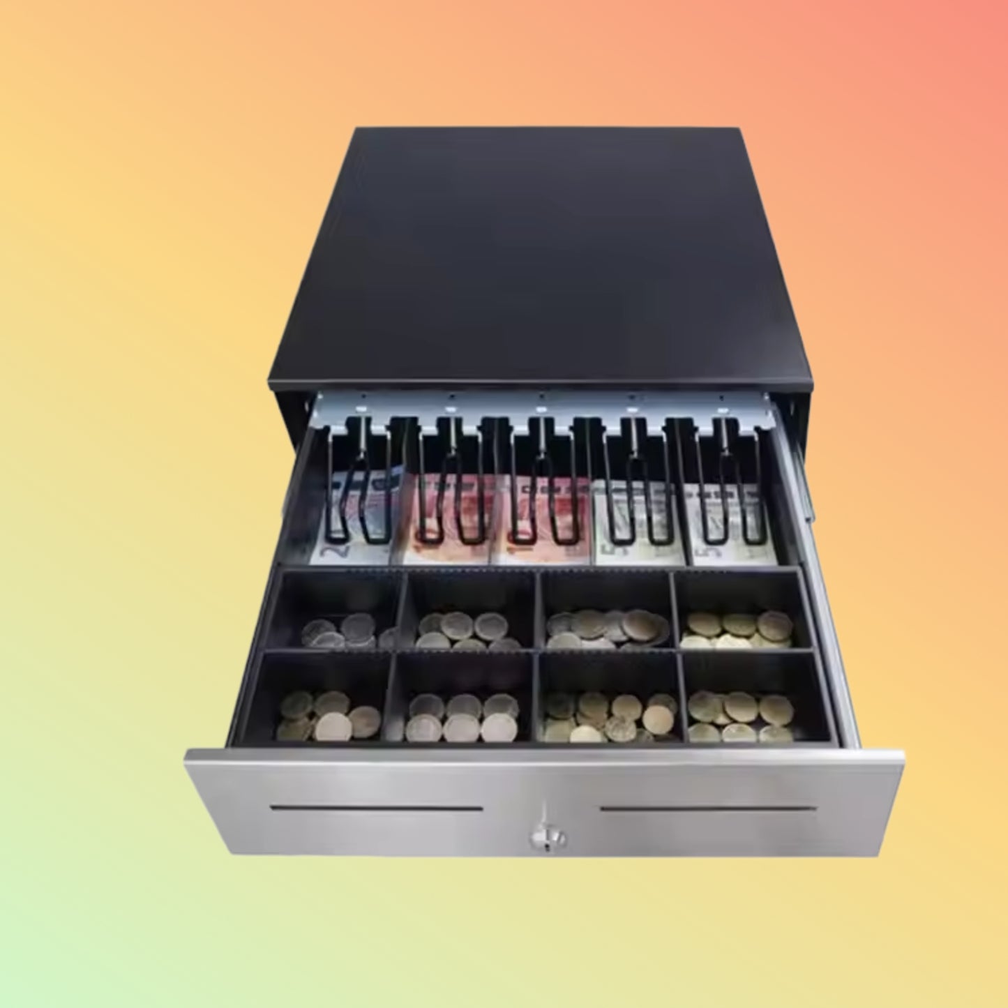 MAKEN SK-410 4Bills 8Coins Supermarket Equipment Metal Case Money Safe Box Cash Drawer Till