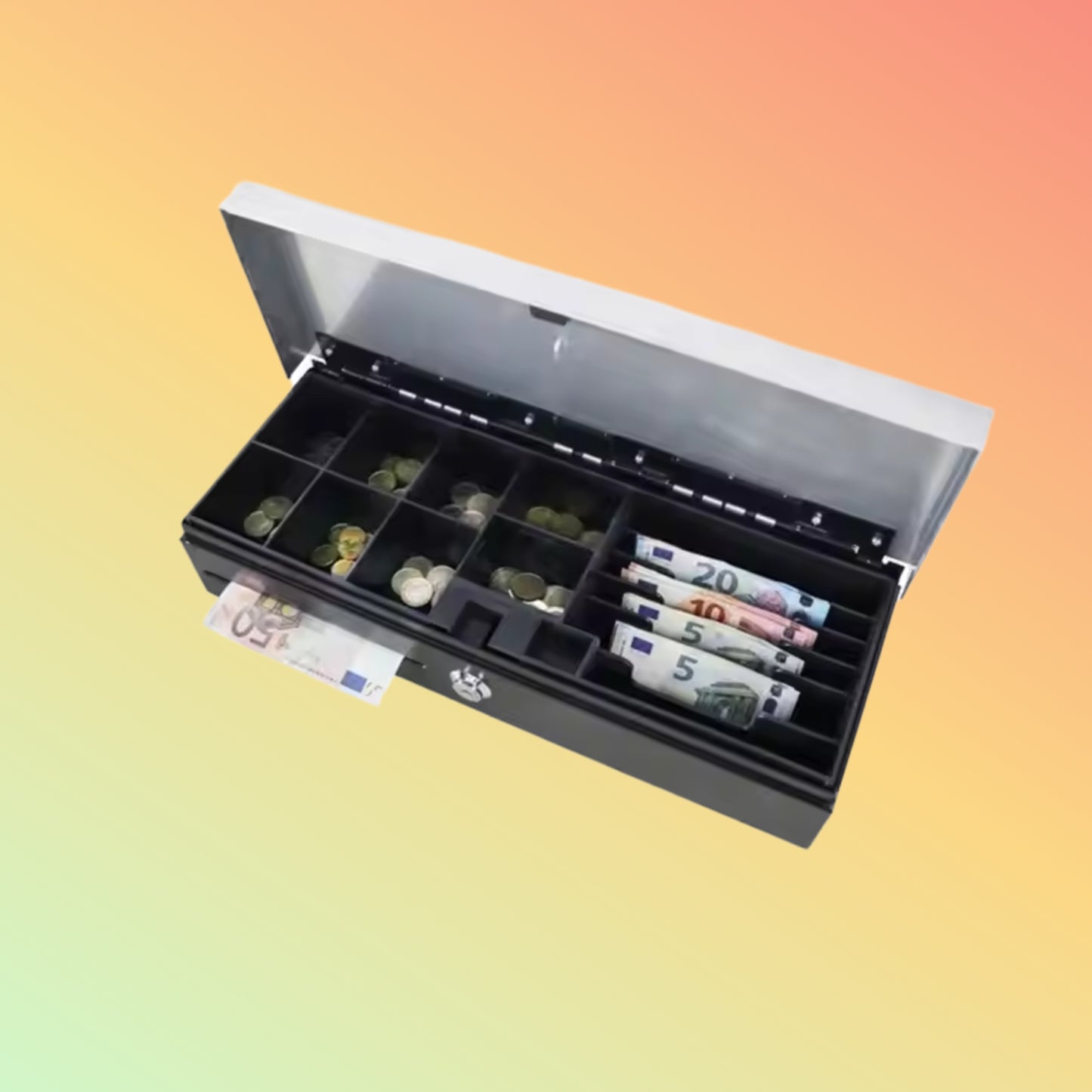 MAKEN FT-460 Black metal case removable cash tray flip top 3 position locks pos cash drawer