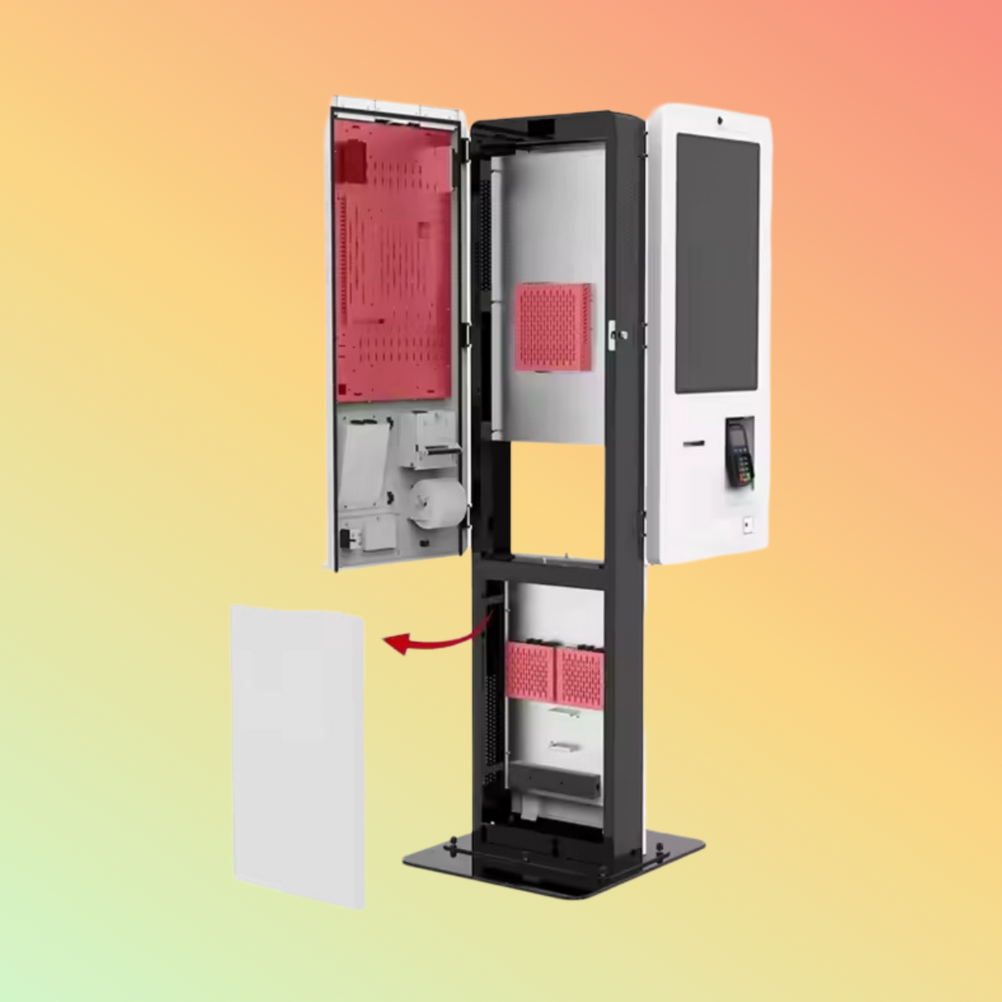 MAKEN 32 Inch Floor Stand Payment Terminal Self Machine Double Sided Touch Kiosk Food Ordering Kiosk For Restaurants