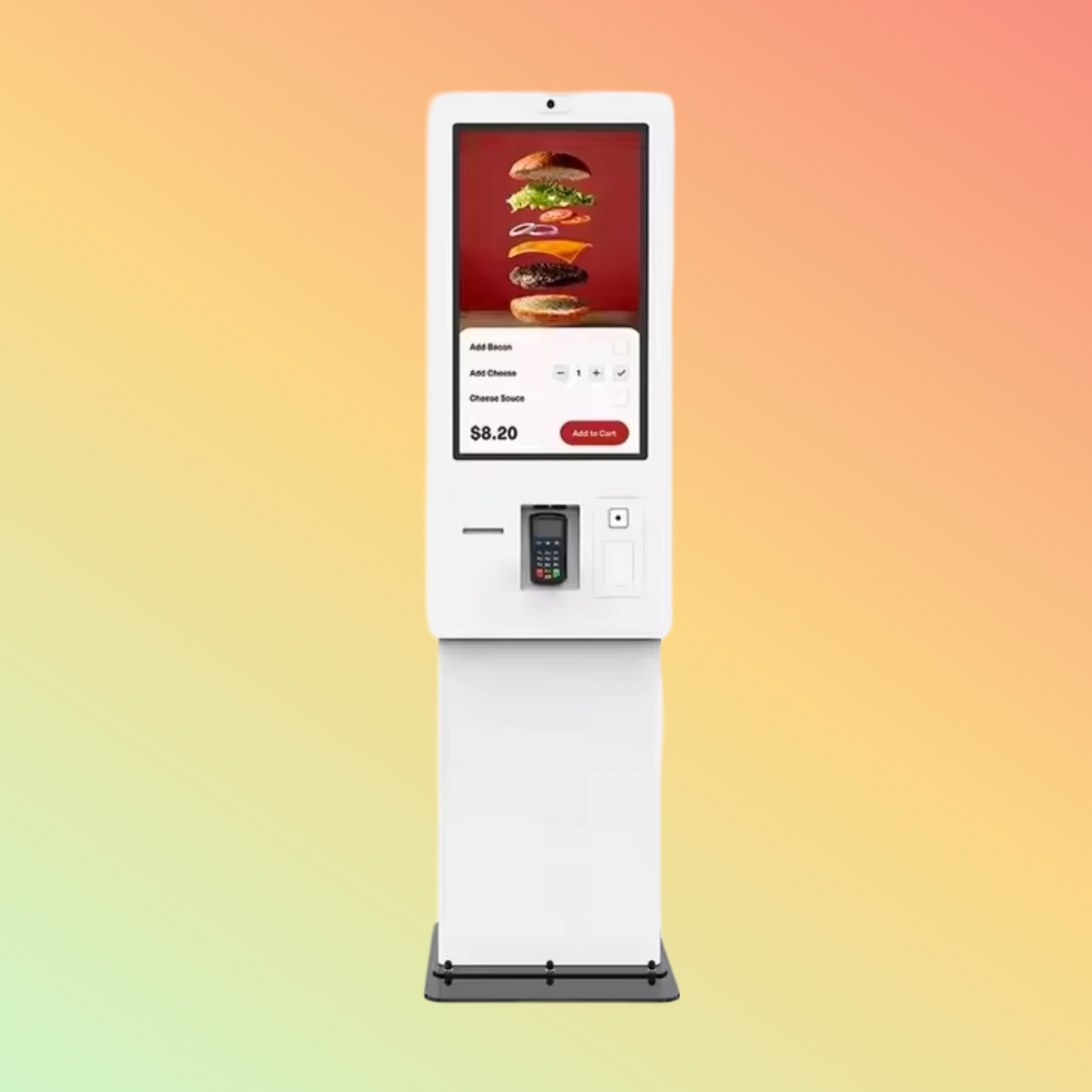 MAKEN 32 Inch Floor Stand Payment Terminal Self Machine Double Sided Touch Kiosk Food Ordering Kiosk For Restaurants
