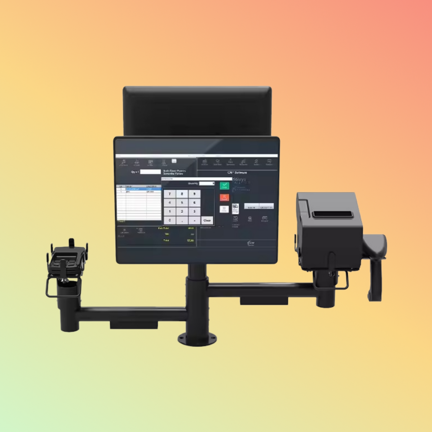 MAKEN Double Screen Rotate Adjusted Height And Angle Mounting Solutions Service POS Pole Mounting