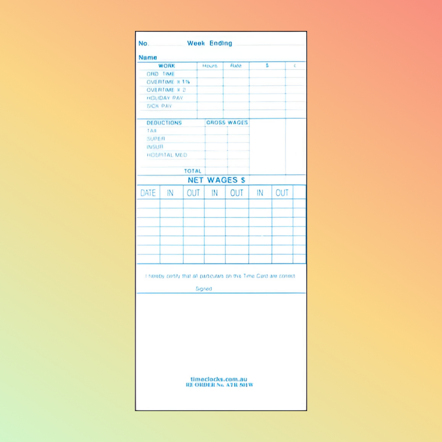 ATR-501W Time Cards