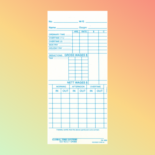 DX-3000/BX-1500 Time Cards