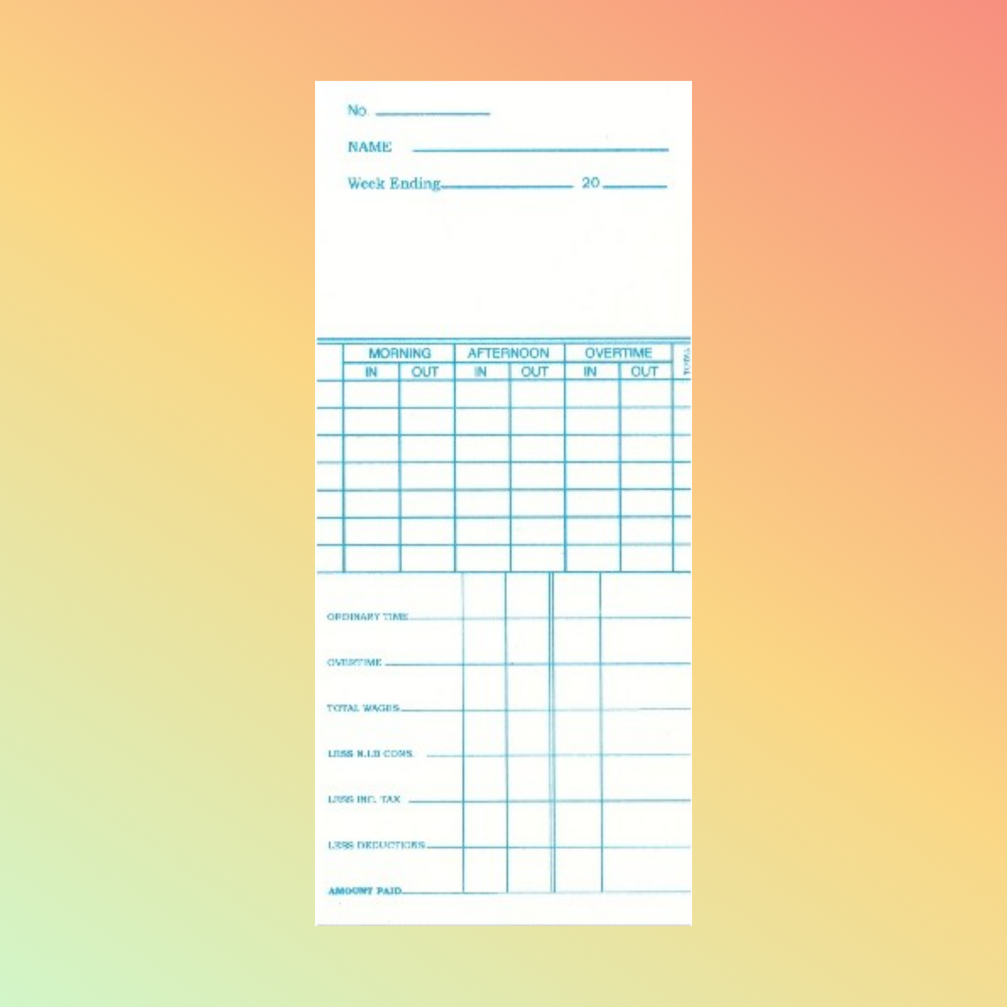 K-7 Time Cards