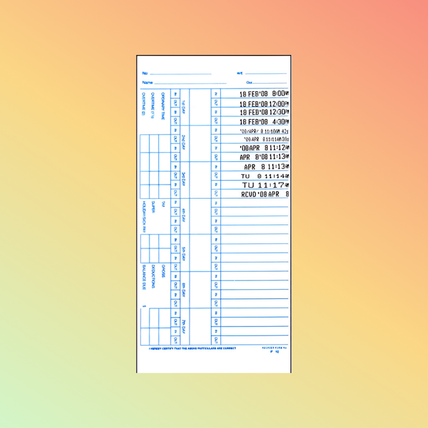 P-10 Time Cards