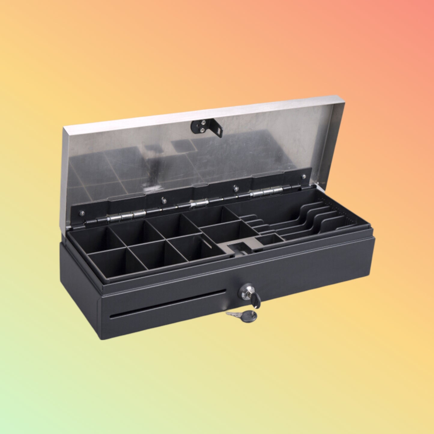 Ibocode Adjustable Cash Drawer, Stainless Steel, Bill/Coin Tray, POS Compatible