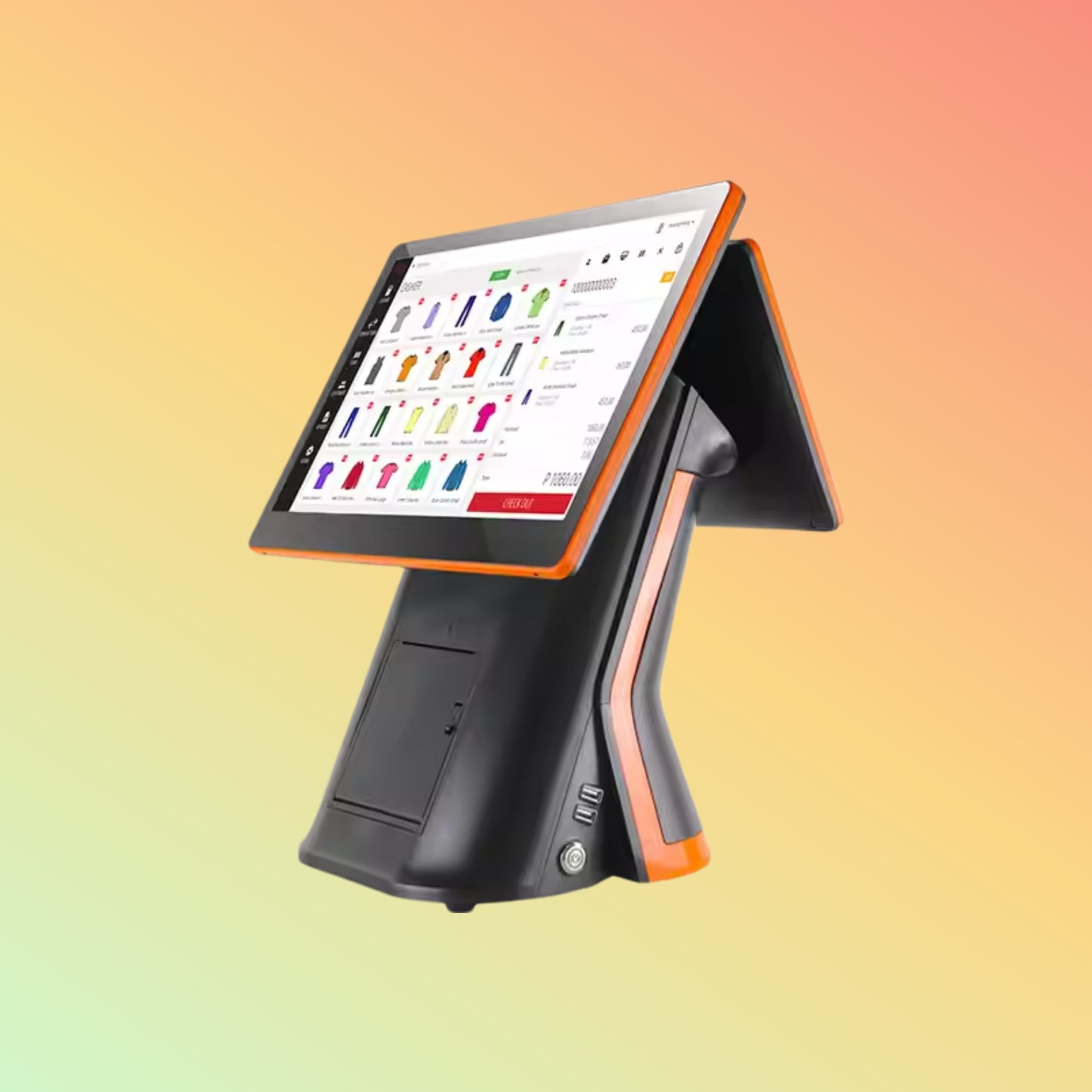 Geesung 15 15.6 Inch Windows Pos System Dual Screen All in One Pos Terminal