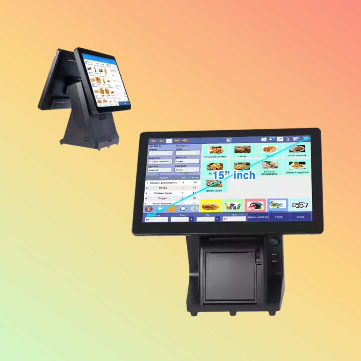 Geesung 15 Inch 15.6 Inch POS System Dual Screen