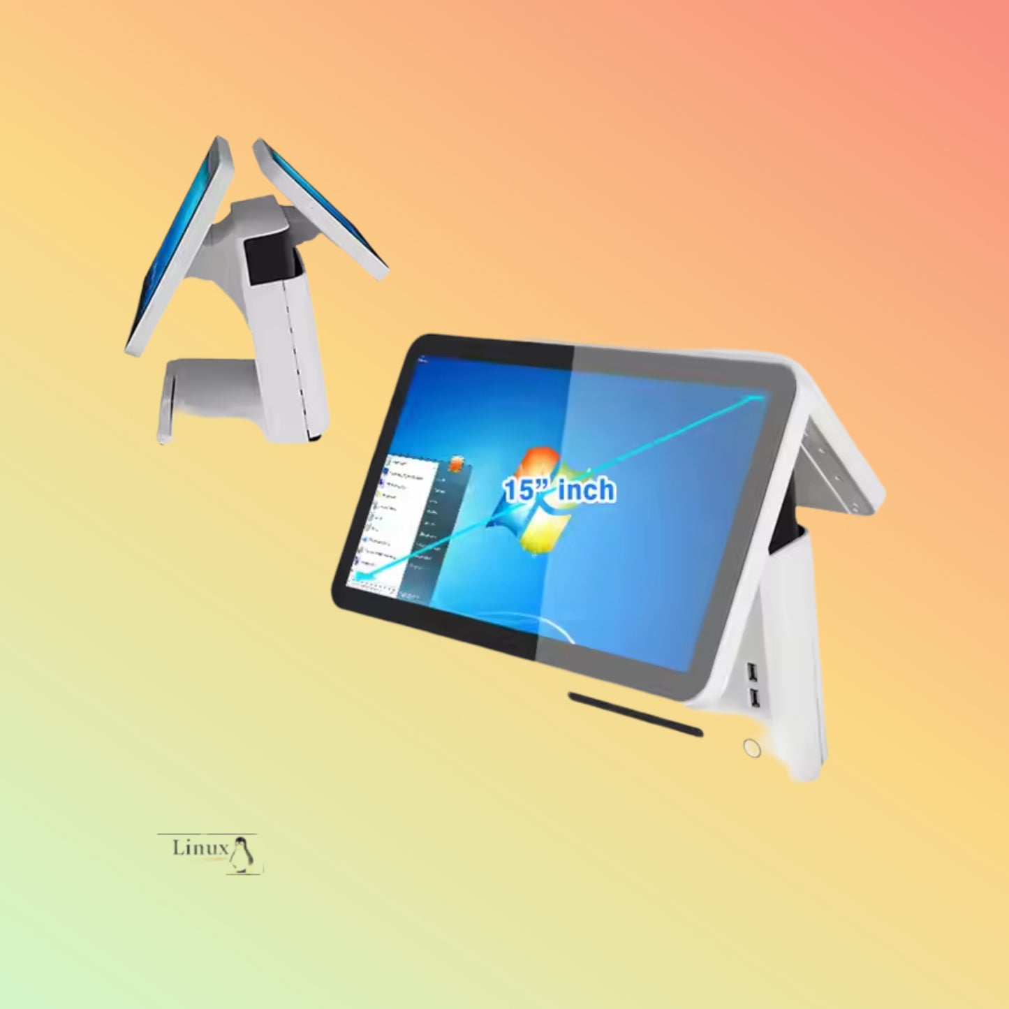 Geesung 15 Inch New Design Dual Screen Supermarket Pos System NFC