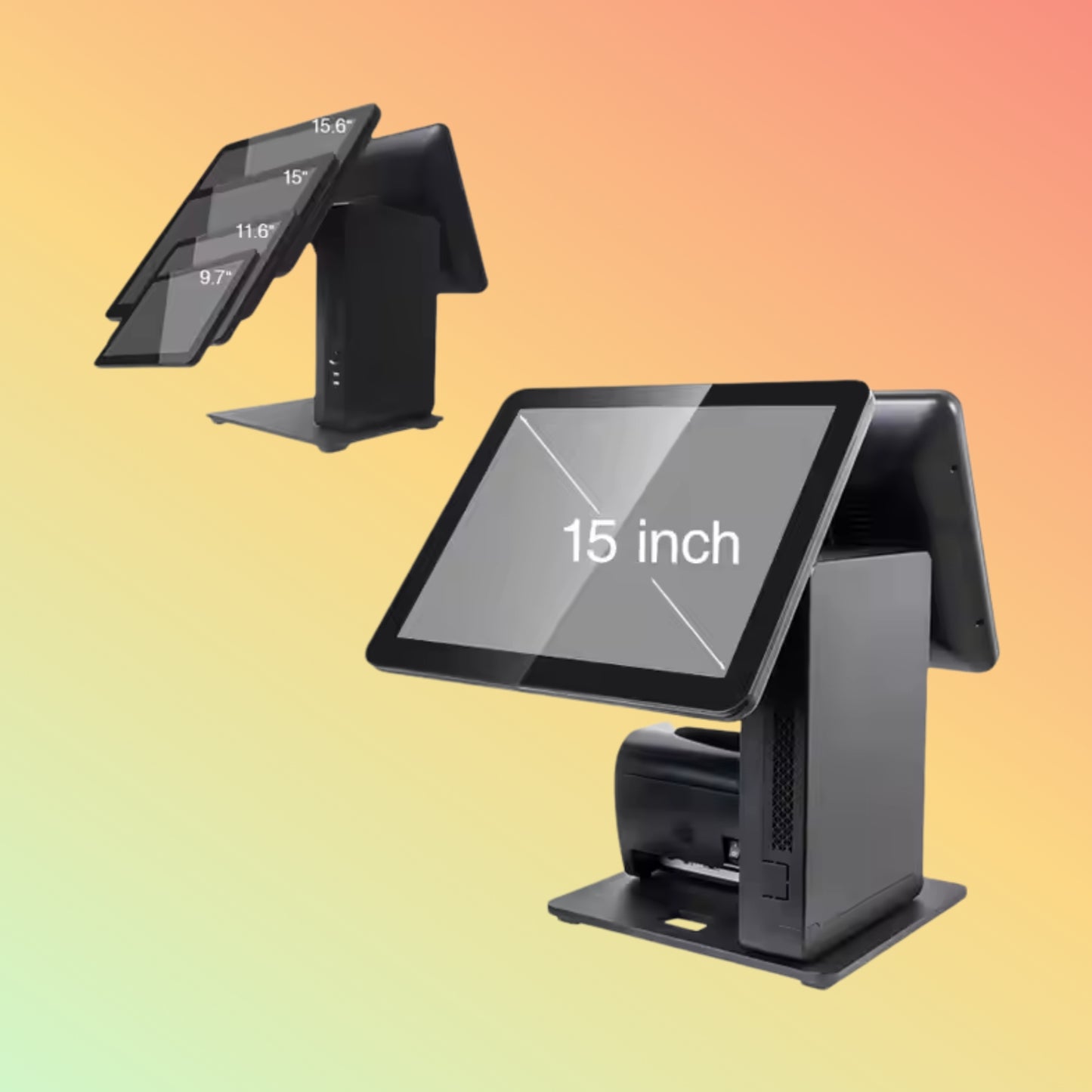 Geesung 15 Inch Dual Screen Touch Windows POS System With Printer for Retail