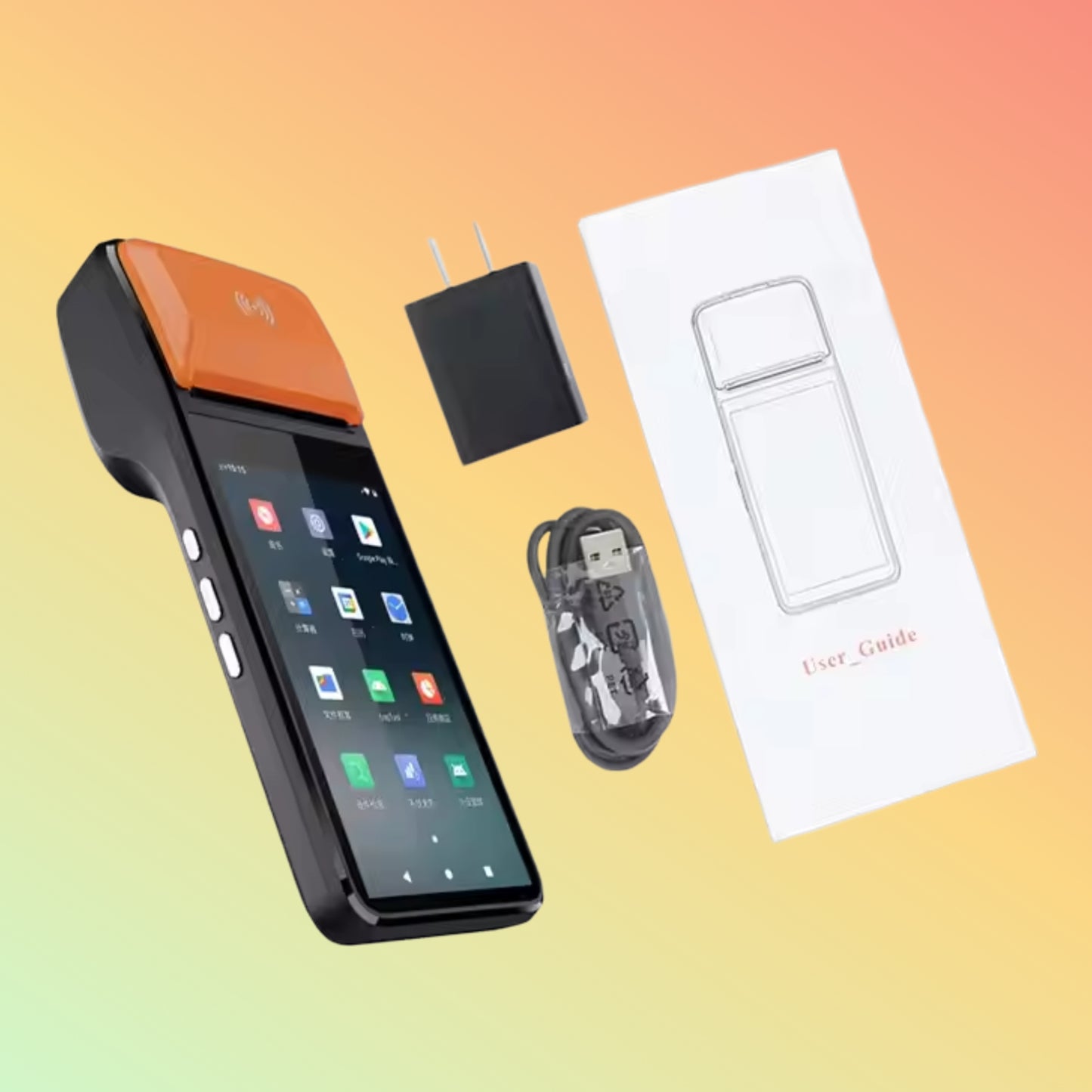 Geesung 4-Core WiFi BT 4.0 Handheld Android POS with 58mm Printer & Scanner