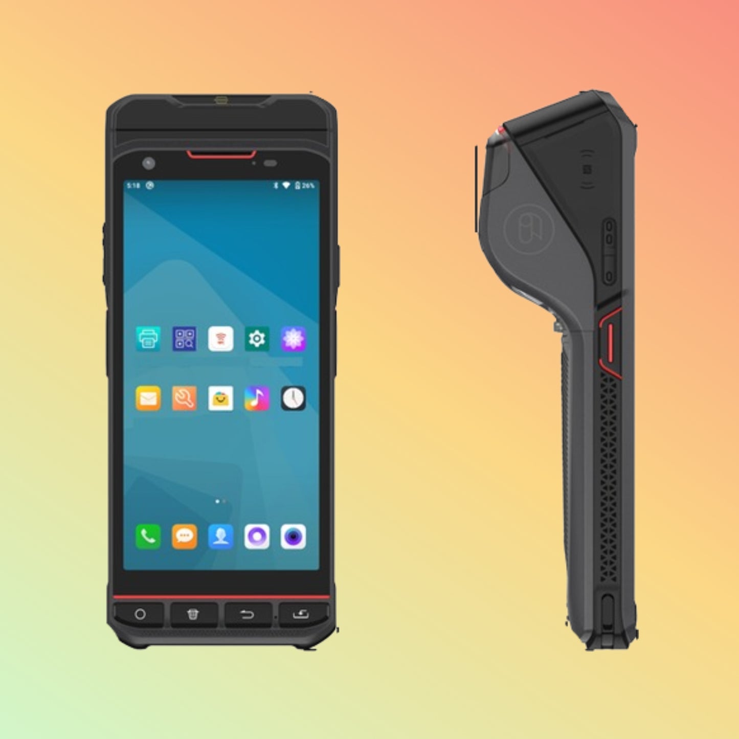 Android 13 Handheld POS: 5" Screen, 2D Scanner, NFC, 16GB, Printer