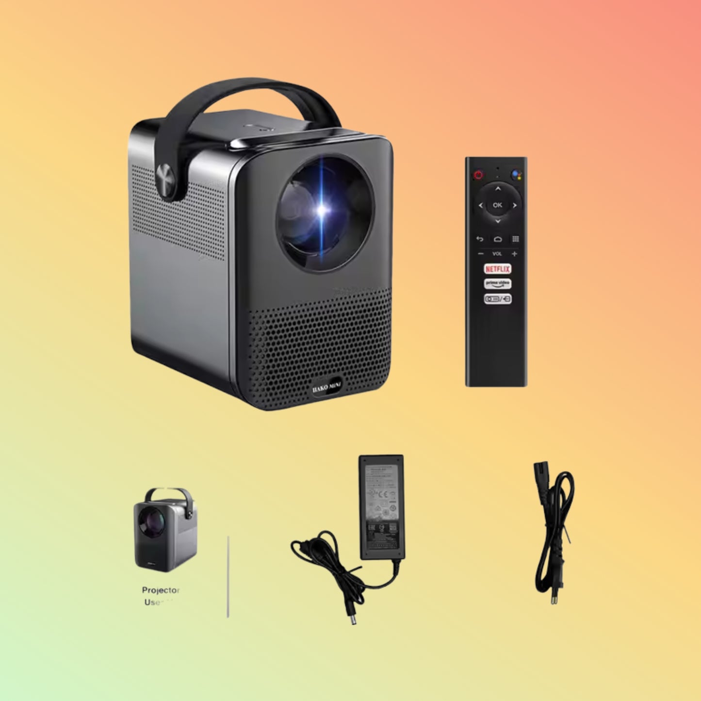 Hakomini PL3 LCD MINI Portable Projector 1080P 4K HD Outdoor Projector