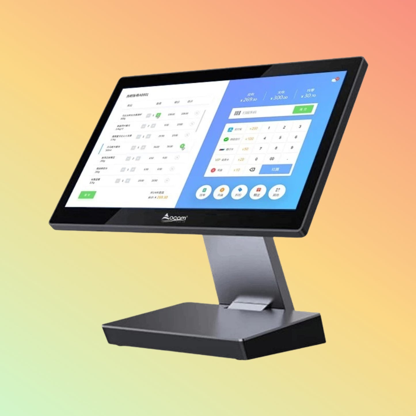 Ocom (POS-1561) 15.6-inch Windows/Android Die-cast Aluminum Touch POS Terminal