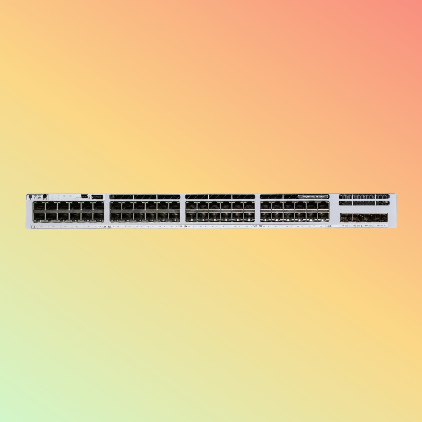 Cisco Catalyst C9300L – 104Gbps, 77.38Mpps, 505W PoE, 48 RJ45, 4 SFP Uplinks