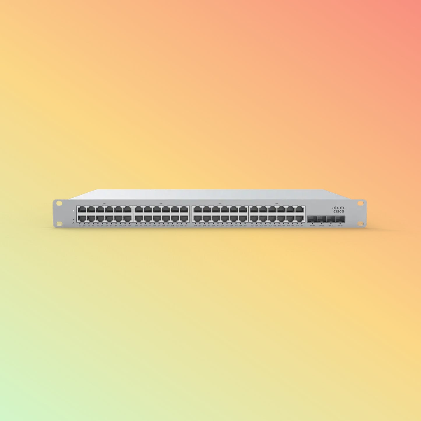 CISCO Meraki MS210 Switch - 176 Gbps Switching capacity, Throughput up to 77.38 Mpps, 370W PoE Capability, 48 x PoE+ RJ45, 4 x SFP uplink