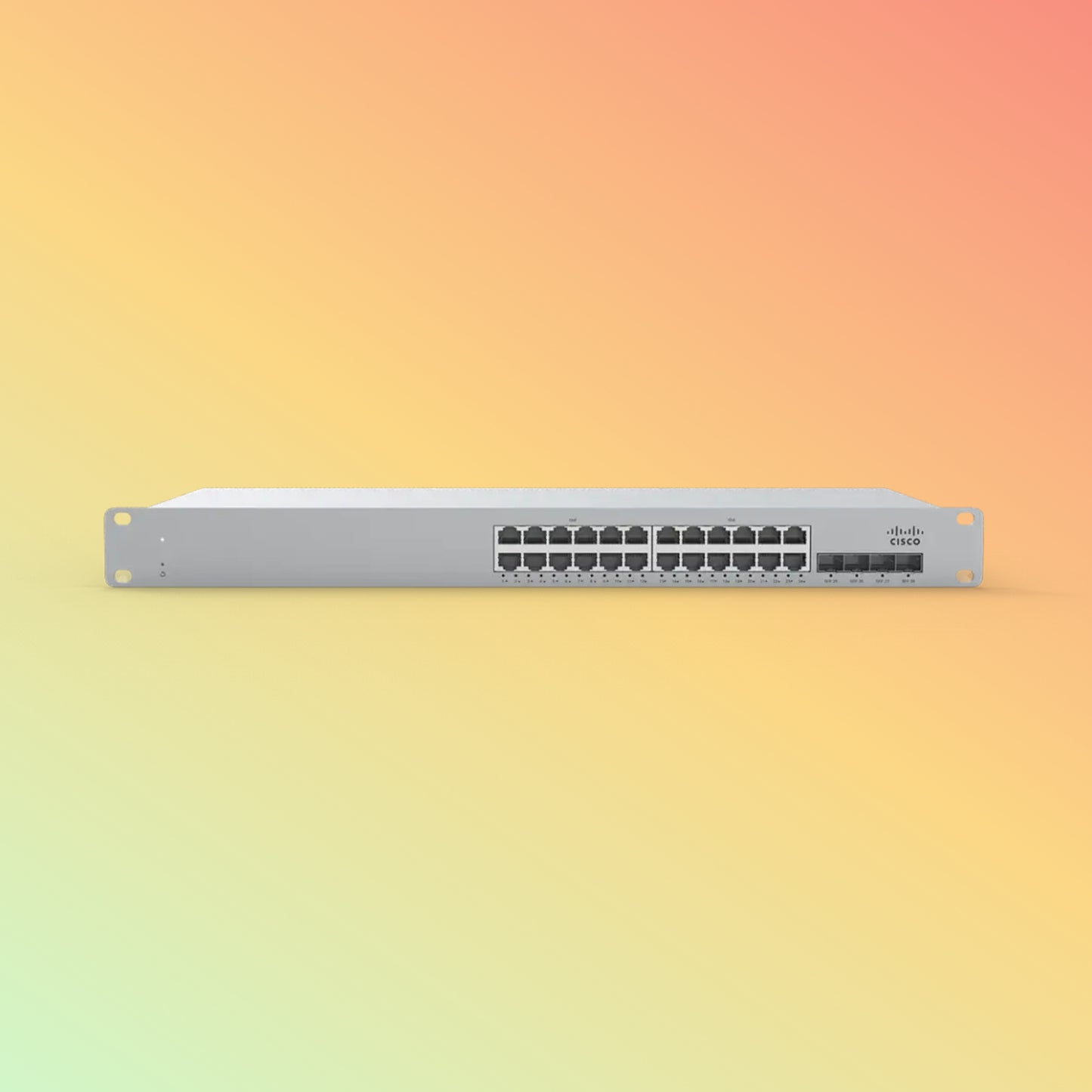 CISCO Meraki MS210 Switch - 128 Gbps Switching capacity, Throughput up to 41.67 Mpps, 370W PoE Capability, 24 x PoE+ RJ45, 4 x SFP