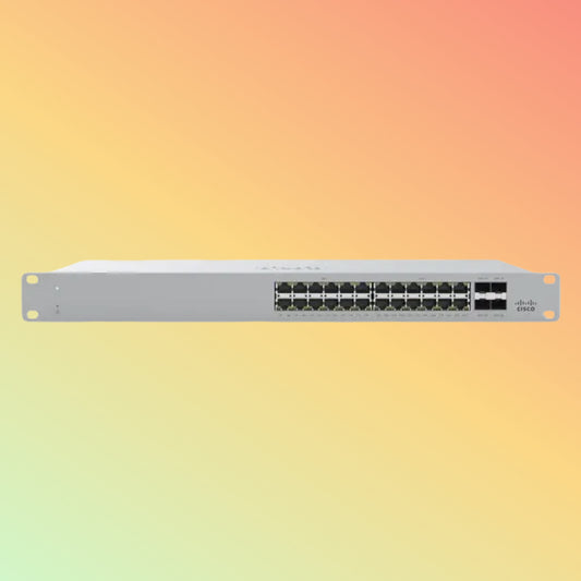 CISCO Meraki MS125 Switch - 128 Gbps Switching capacity, Throughput up to 95.23 Mpps, 370W PoE Capability, 24 x RJ45, 4 x SFP+