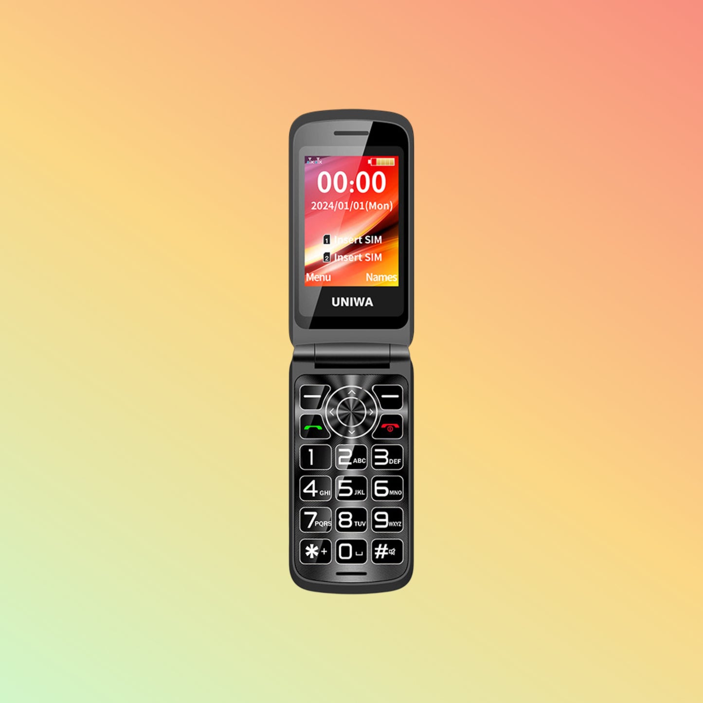 UNIWA F106 2024 New 2.4 Inch Unlocked Dual Screen Retro Chinese Keypad Flip Phone