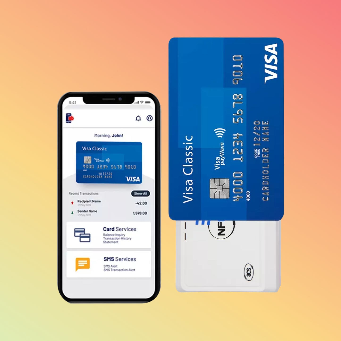 NFC Tags Mobile ACS Smart Card Reader for E-Payment ACR1311U-N2