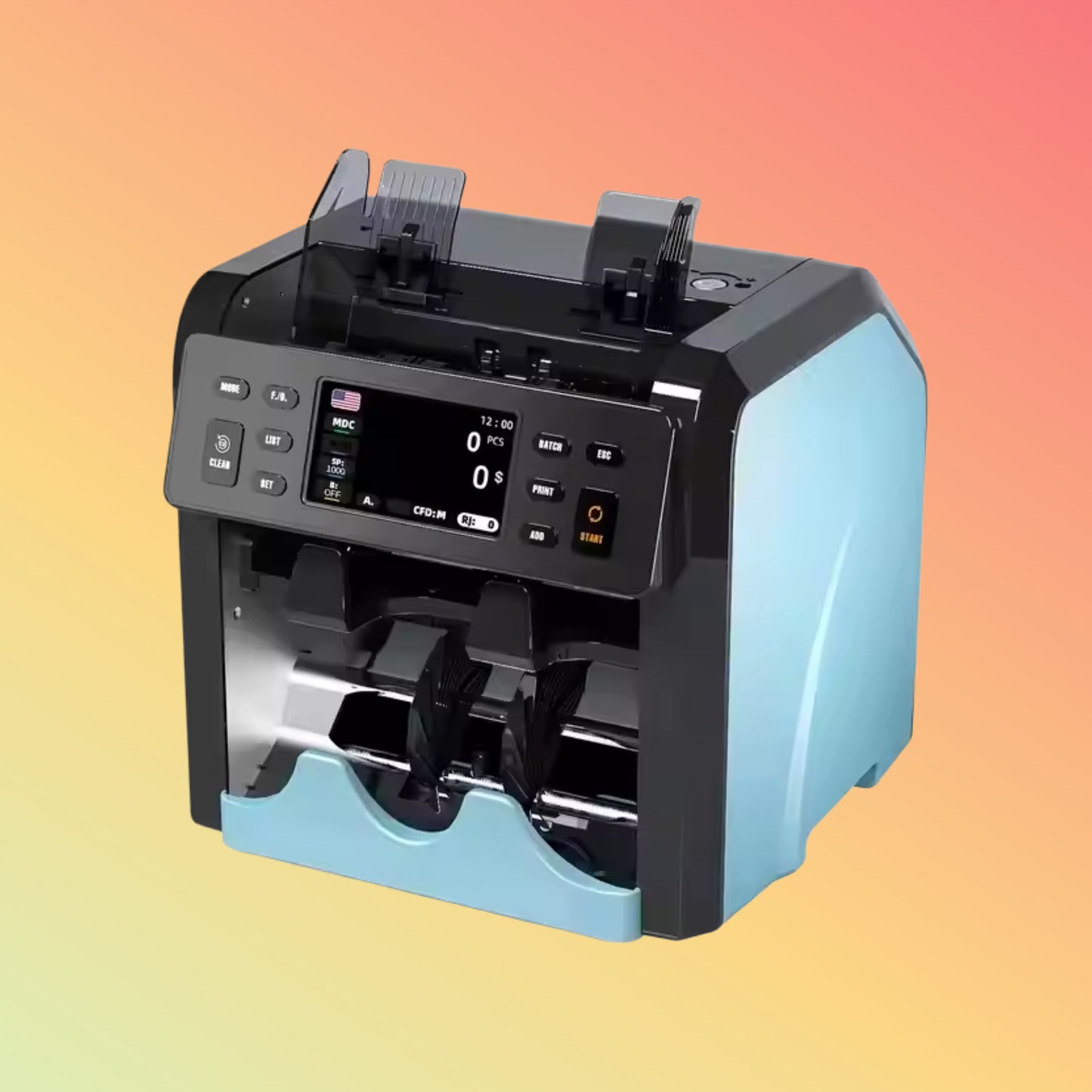 UN-220A Mixed Currency 2 Pocket Banks Banknote Machine Cash Counting Banknote Counting Machine with 2 CIS