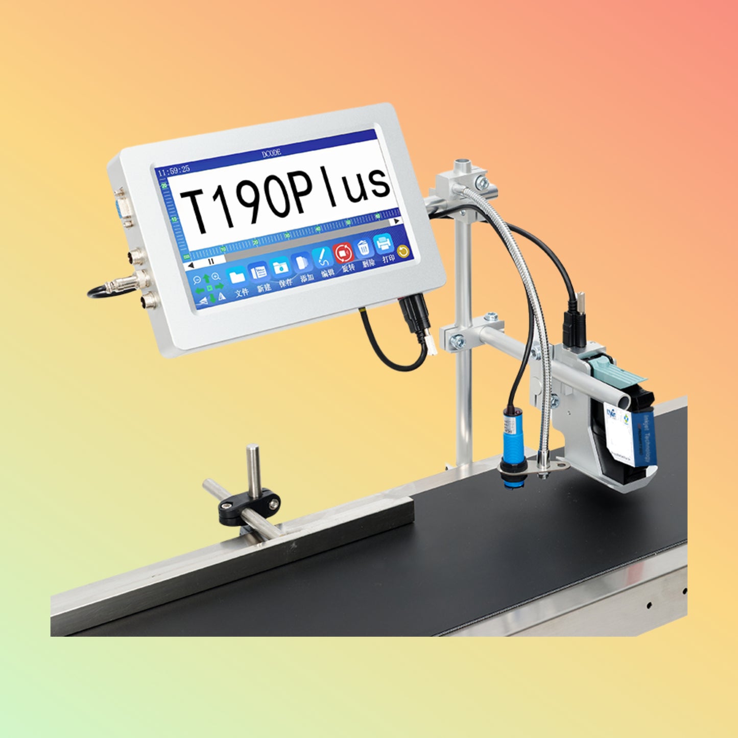 Yaomatec 7'' Industrial Automatic Inkjet Printer for Date, Logo & Code