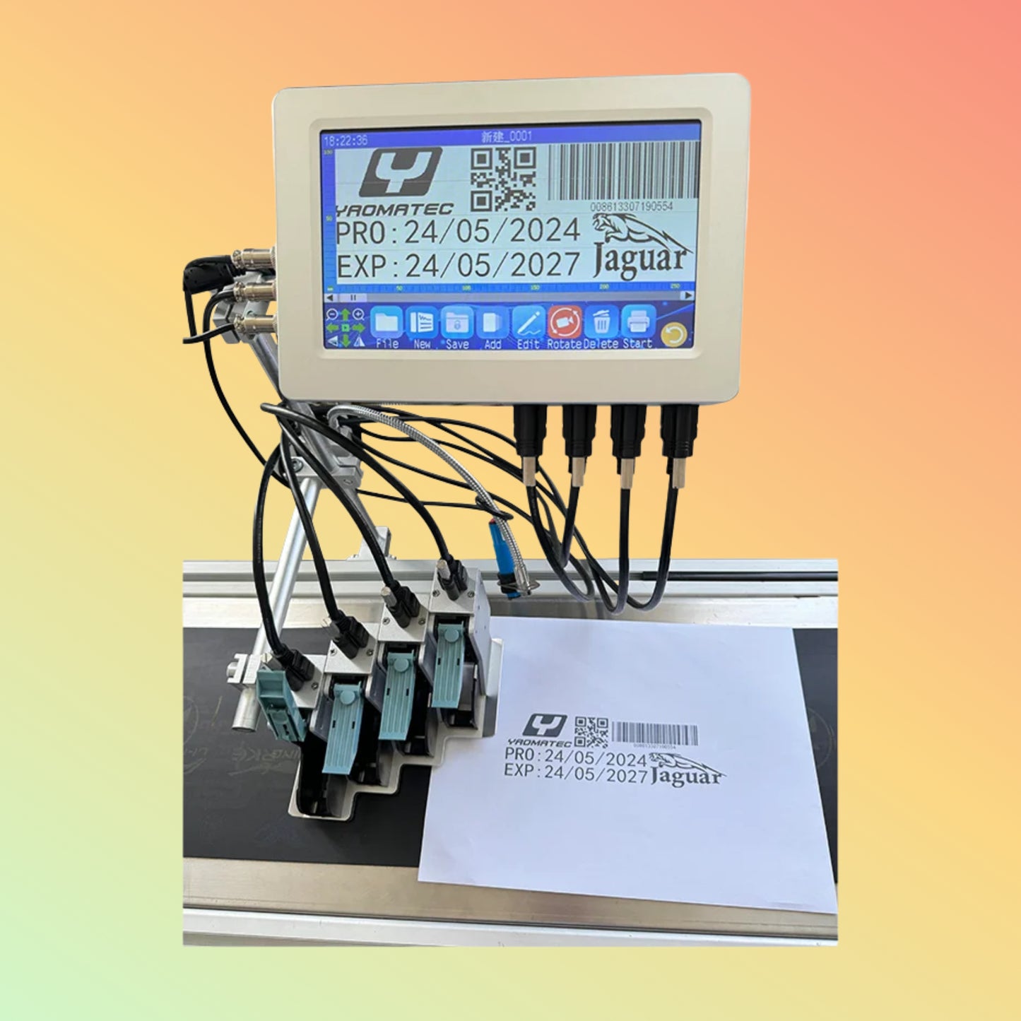 YAOMATEC 10" 6-Head Inkjet Printer for Expiry Date & Logo Coding