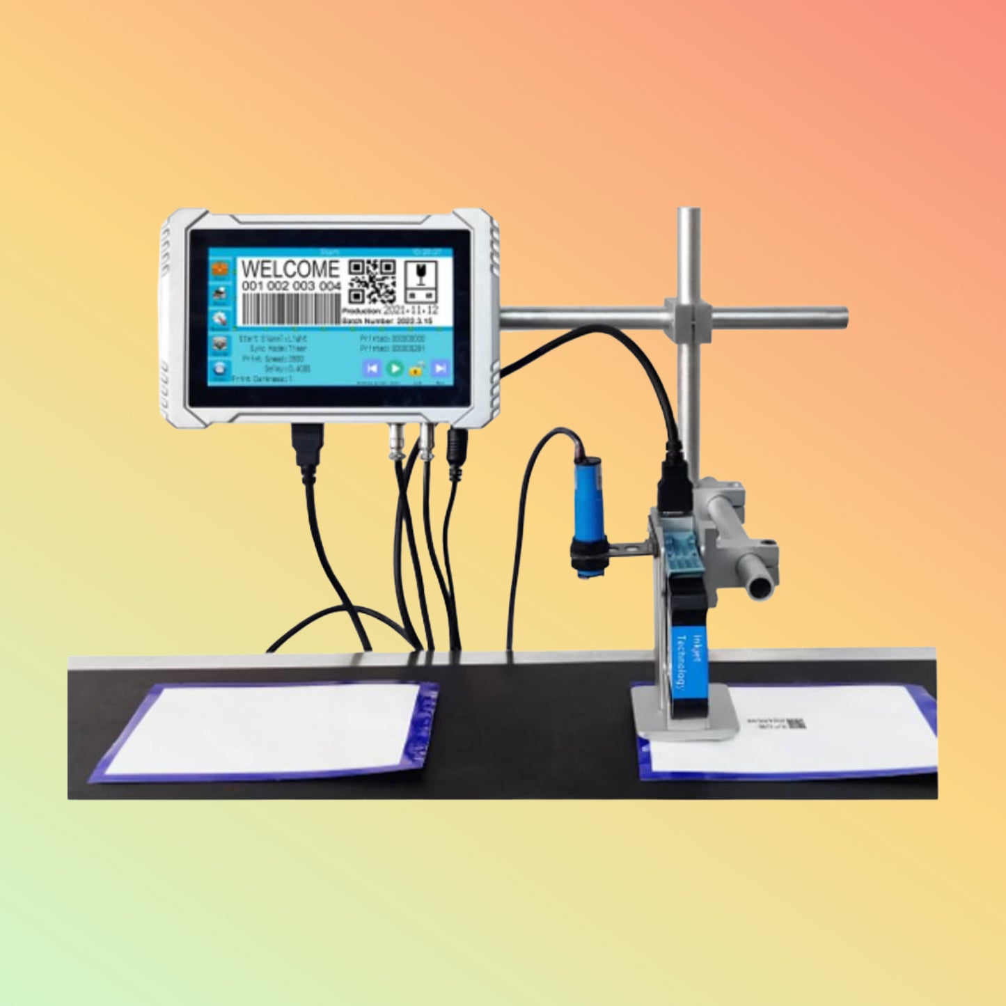Yaomatec 12.7mm 4.3″ Automatic TIJ Printer for Carton, Plastic & Metal