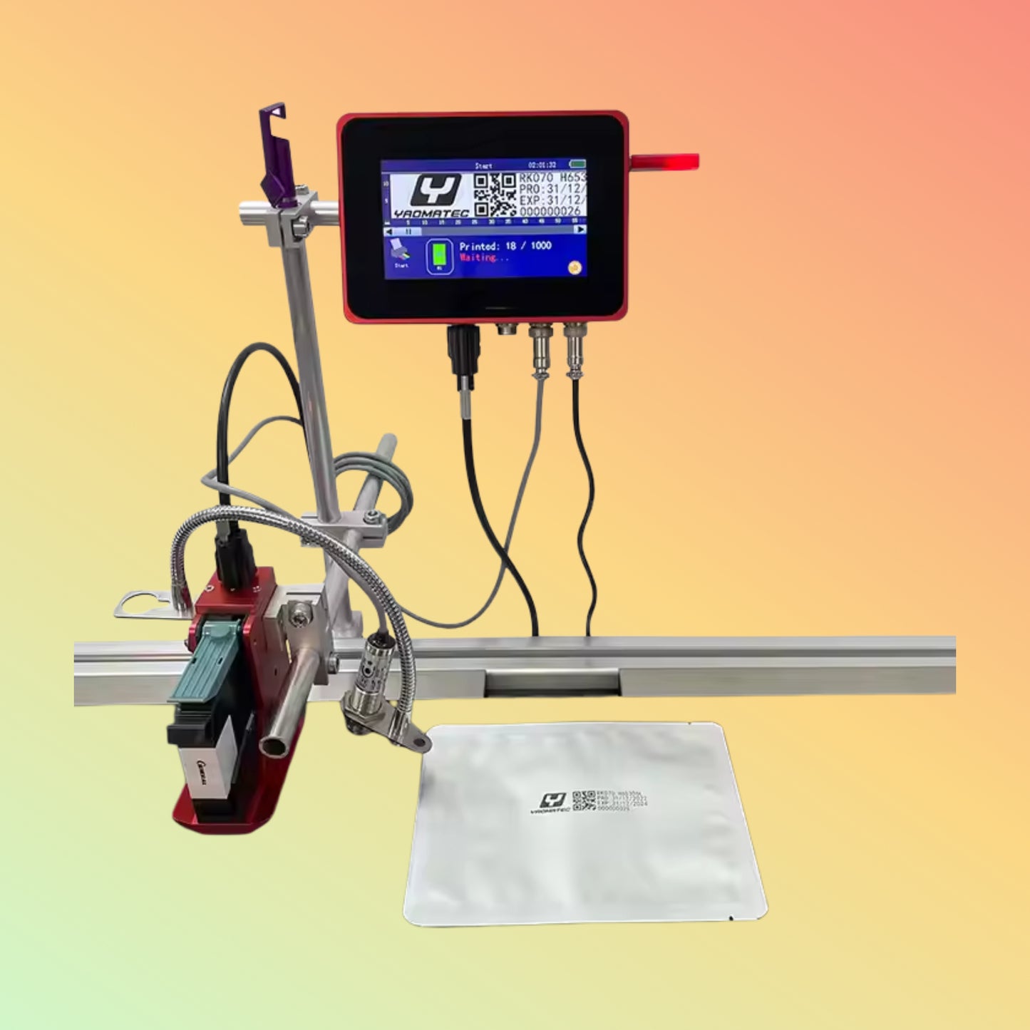 Yaomatec 12.7mm Online Automatic Inkjet Printer w/ Conveyor for Bottles