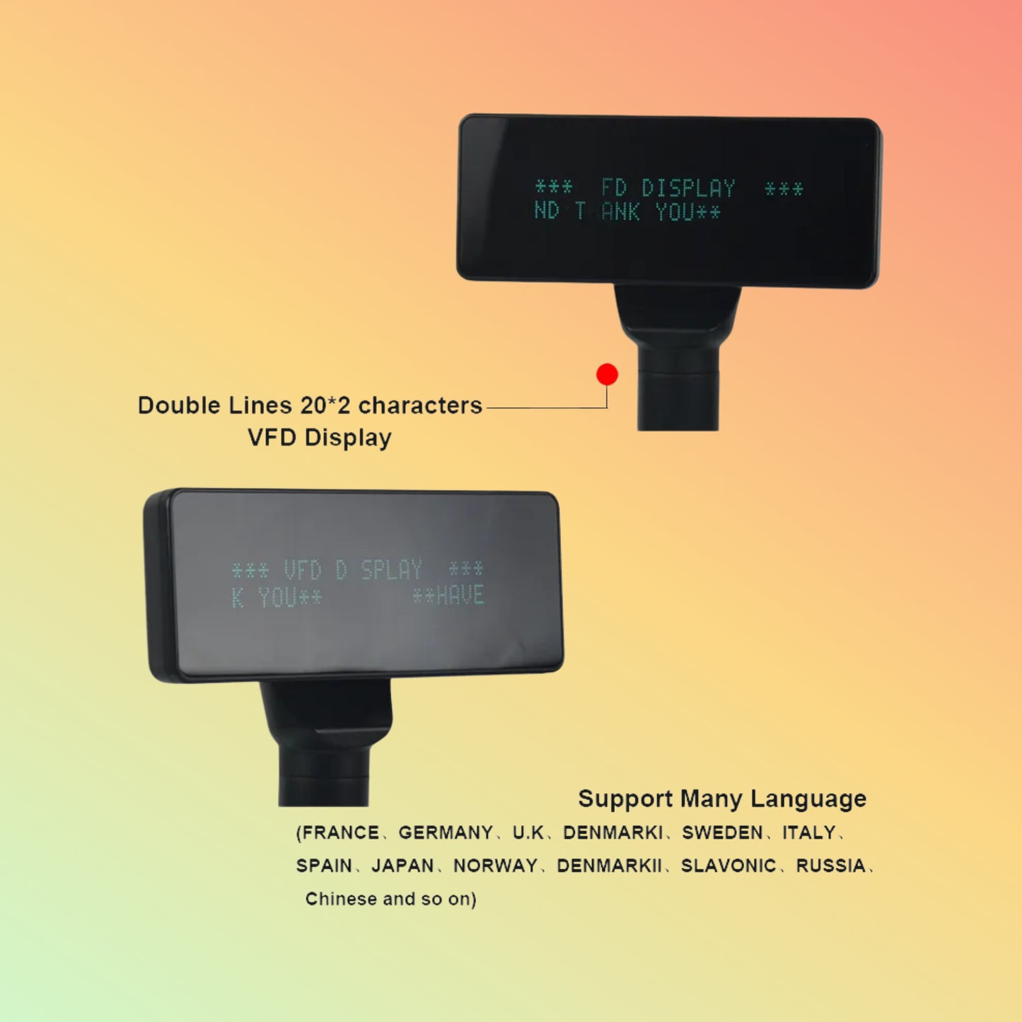 CARAVPOS - Pole Display Cheap VFD 2 lines customer display pole 40 characters pos machine for restaurant supermarket More customer display