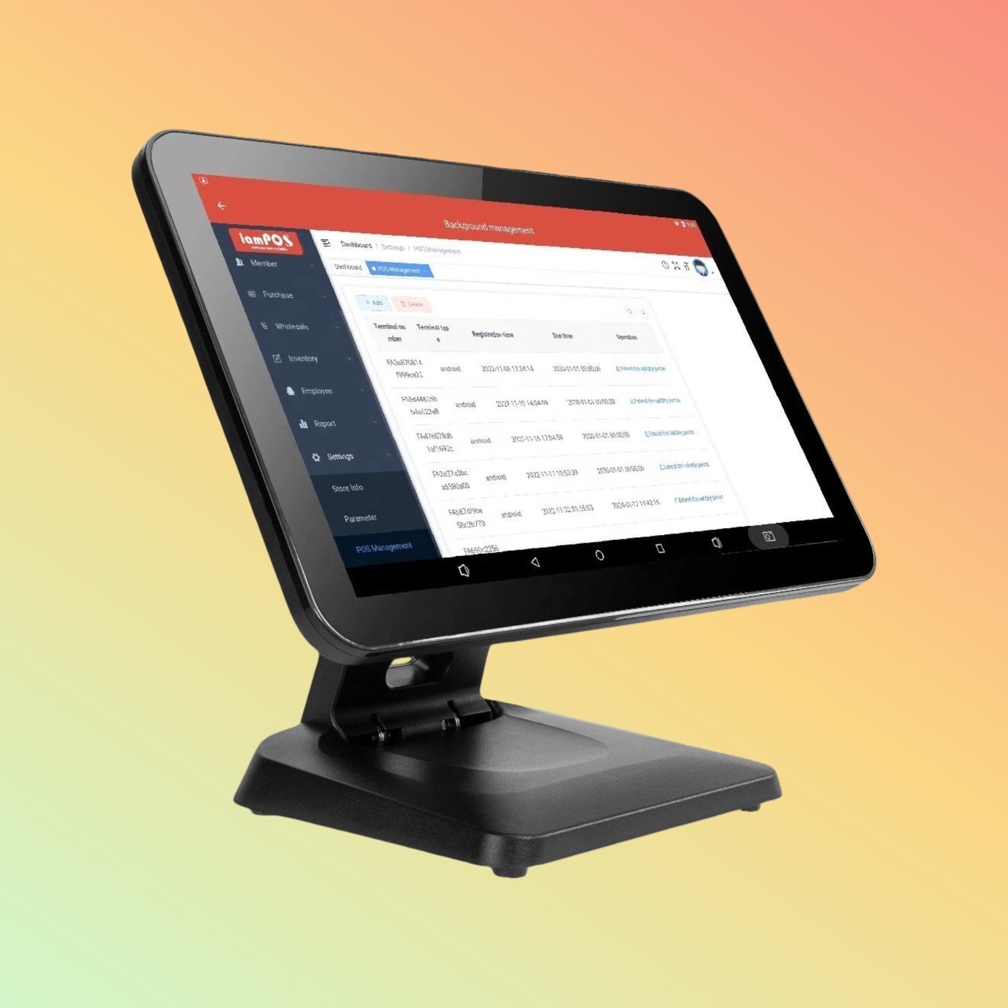 15/15.6" Android Foldable POS, LED8/VFD Option, 11.6" Display