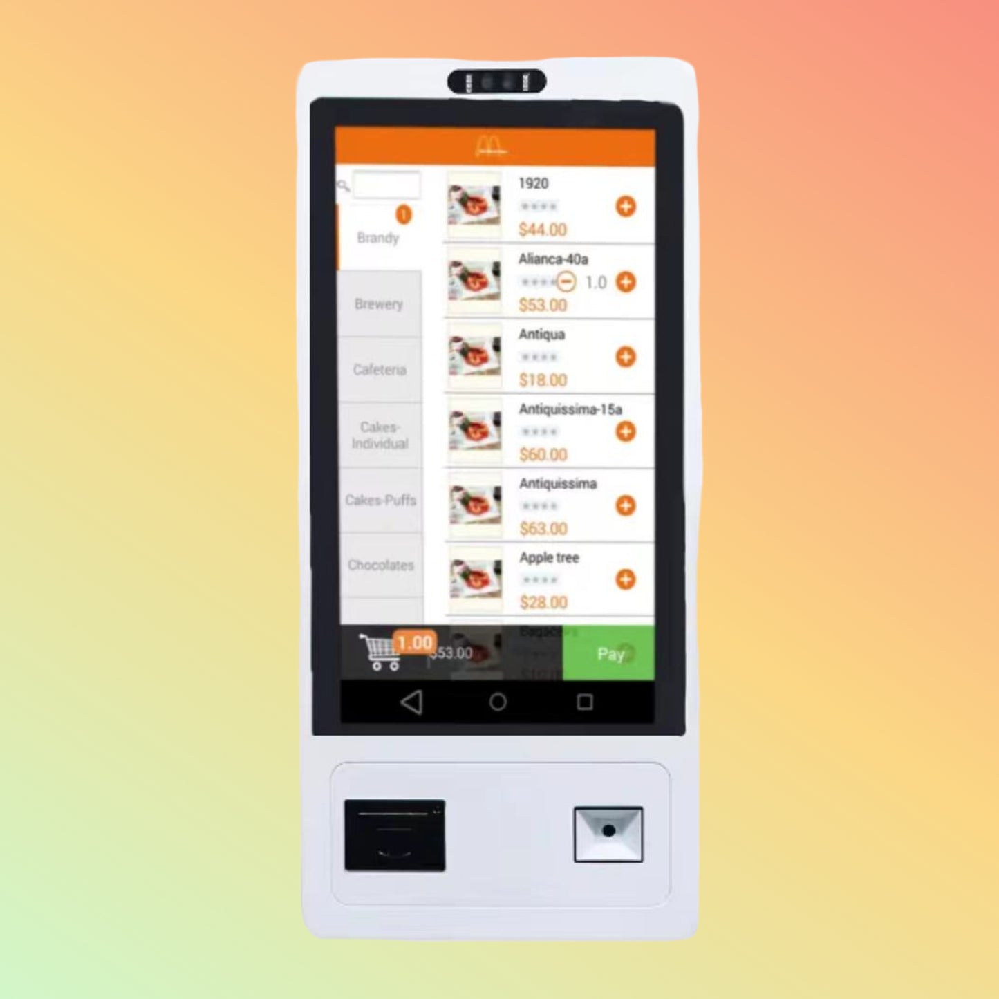32" Touch Payment Kiosk, Built-in Printer & 2D Scanner, Win/Andr